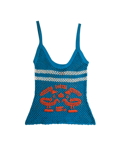 Diesel Blue Fishnet Tank Top