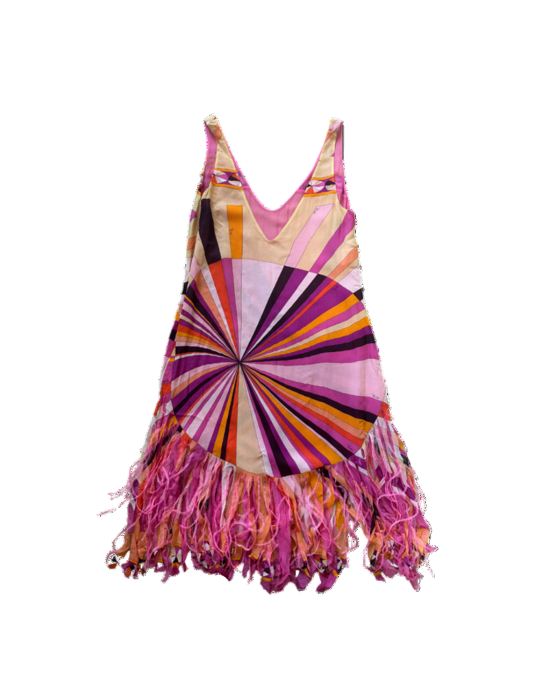 Emilio Pucci Spring Feather & Swarovski Crystal Detailed Dress
