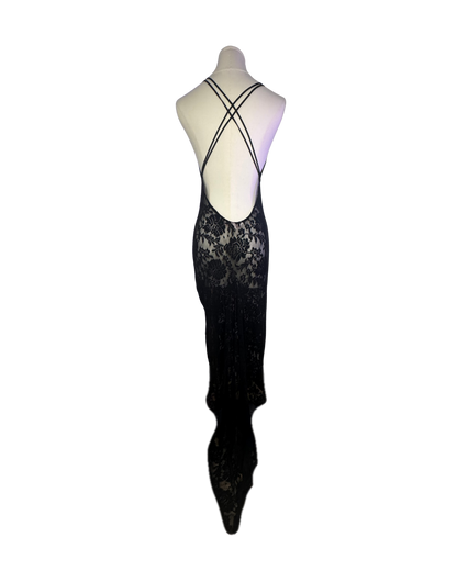 Victoria’s Secret Black Sheer Lace Plunge Slip Gown