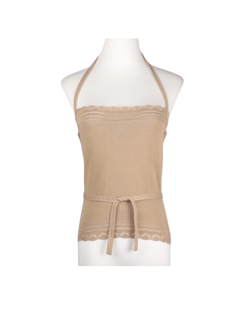 Christian Dior Tan Halter Tie Top