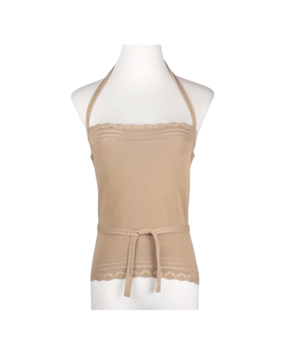 Christian Dior Tan Halter Tie Top