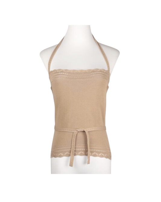 Christian Dior Tan Halter Tie Top