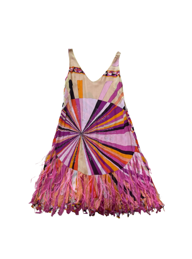 Emilio Pucci Spring Feather & Swarovski Crystal Detailed Dress