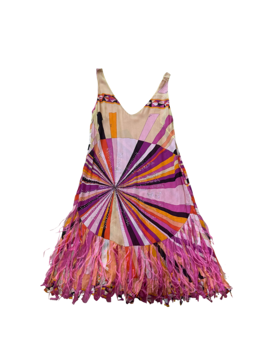 Emilio Pucci Spring Feather & Swarovski Crystal Detailed Dress