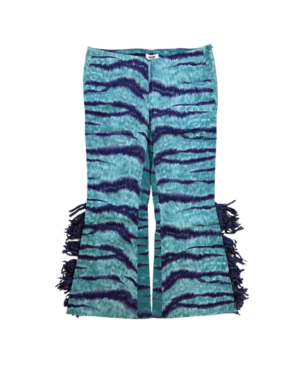 Moschino Blue Zebra Fringe Pants