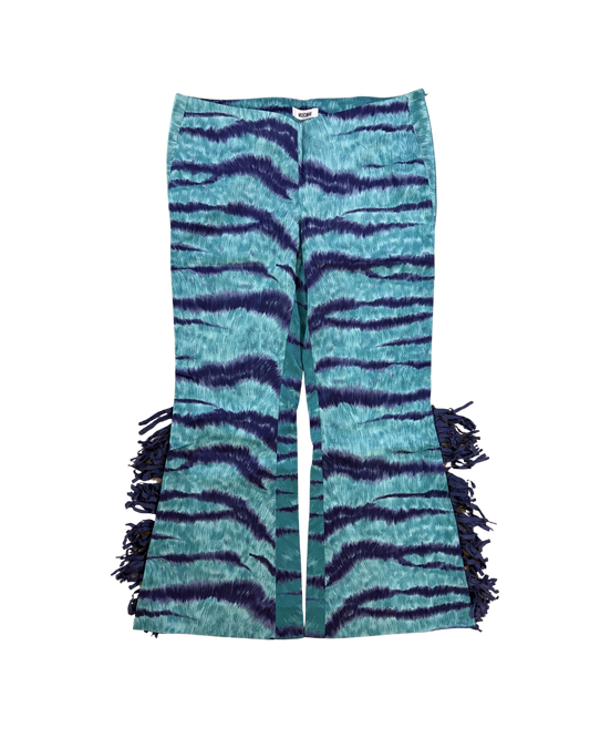 Moschino Blue Zebra Fringe Pants