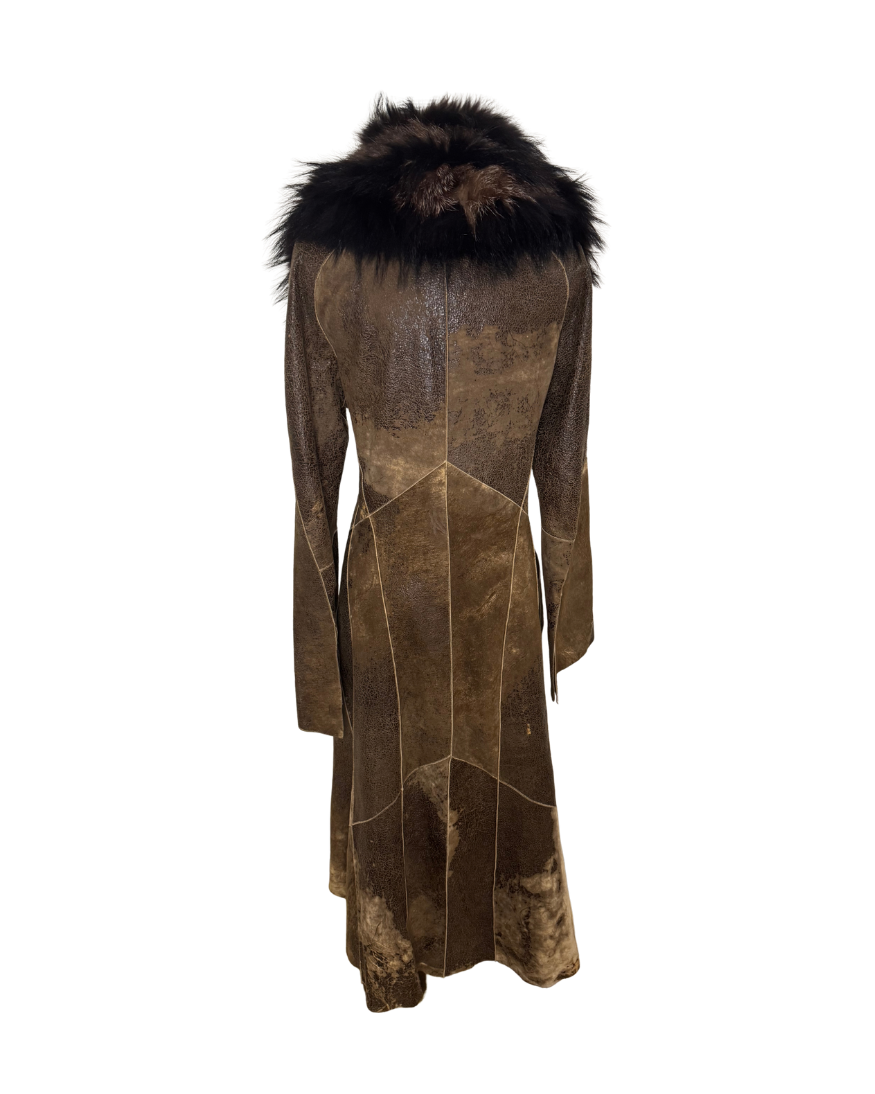 Roberto Cavalli Fur Hooded Leather Coat