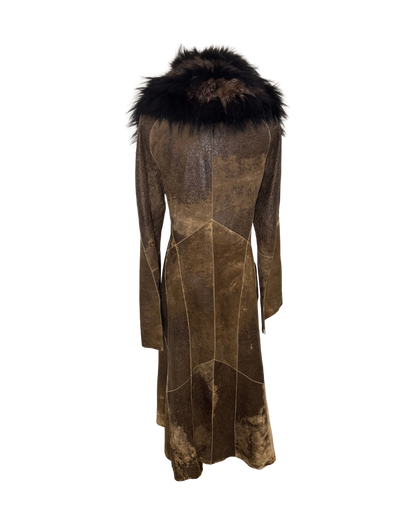 Roberto Cavalli Fur Hooded Leather Coat