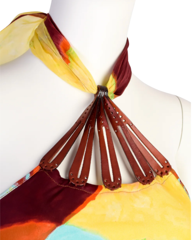 Jean Paul Gaultier ‘Love Boat’ Leather Detailed Halter Dress