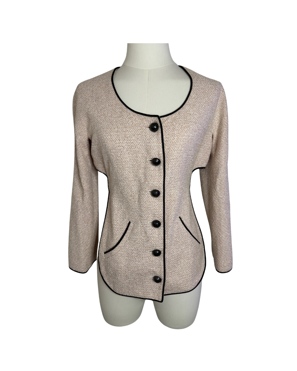 Chanel Pink Tweed Backless Tie Jacket
