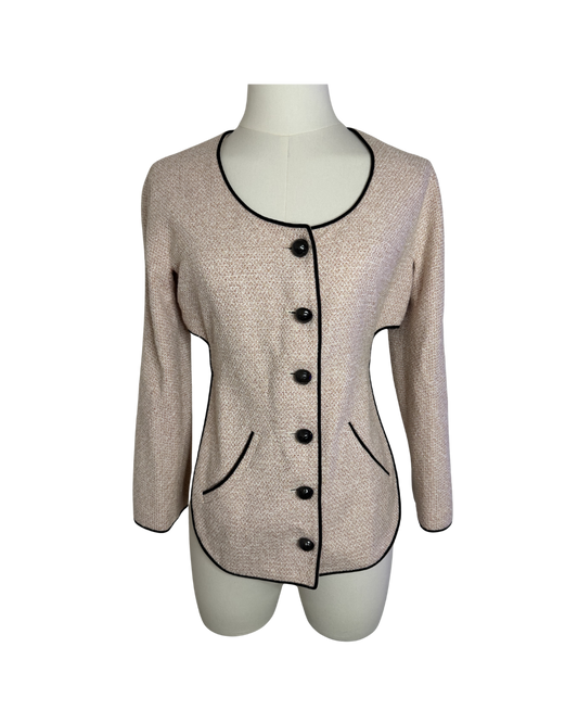 Chanel Pink Tweed Backless Tie Jacket