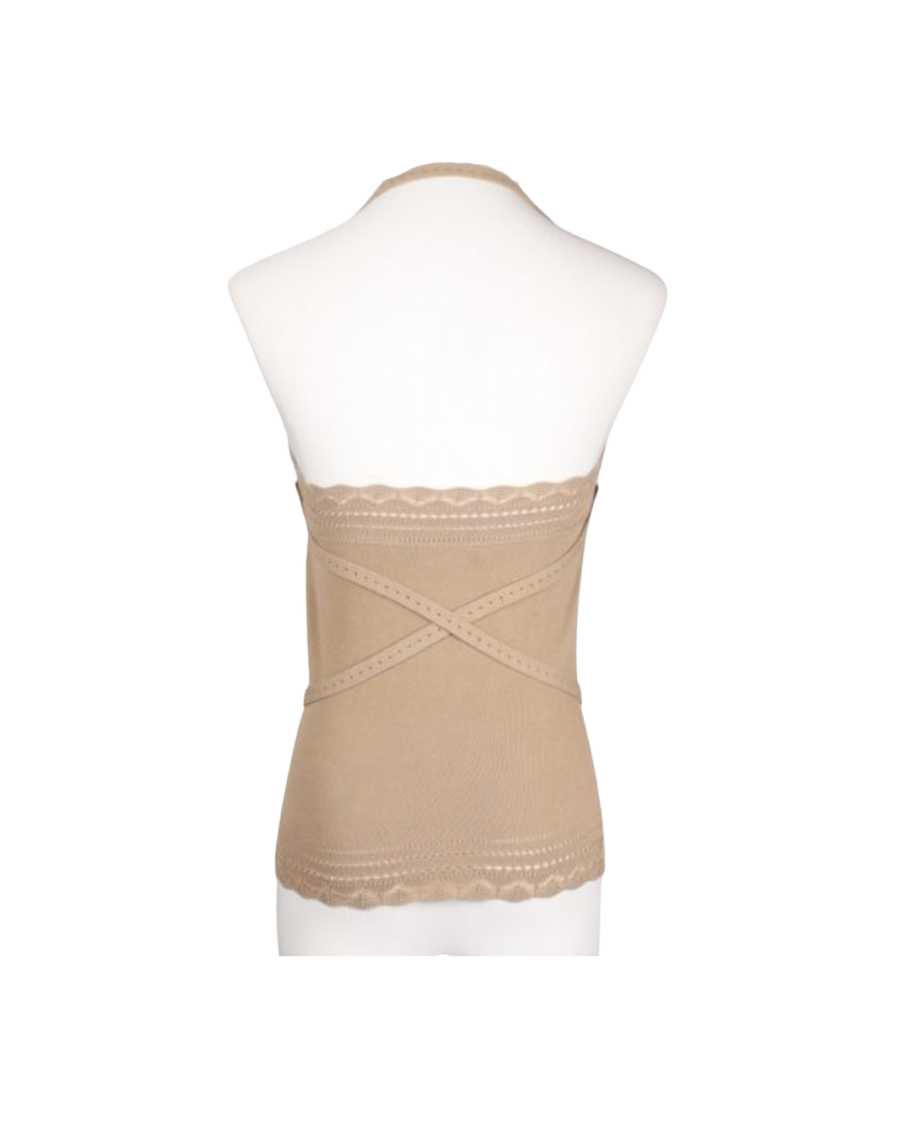 Christian Dior Tan Halter Tie Top