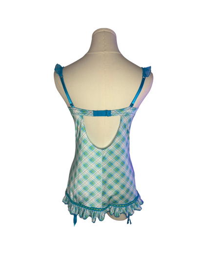 Victoria’s Secret Blue Plaid Mini Slip Garter Dress