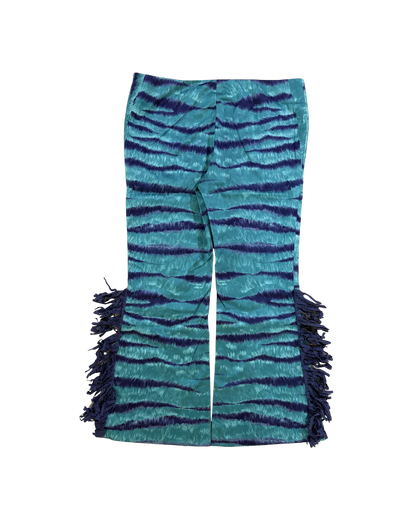 Moschino Blue Zebra Fringe Pants