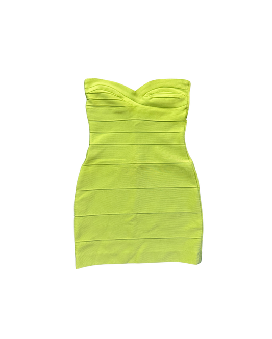 Herve Leger Lime Green Strapless Mini Dress