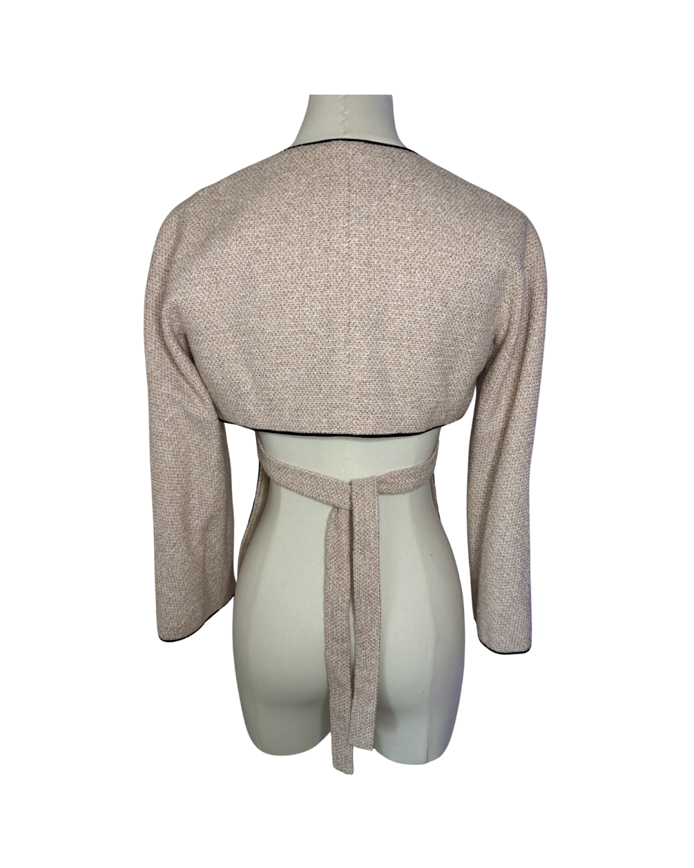 Chanel Pink Tweed Backless Tie Jacket