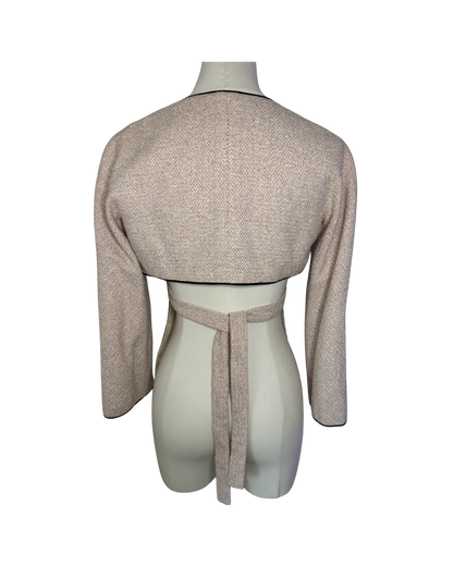 Chanel Pink Tweed Backless Tie Jacket