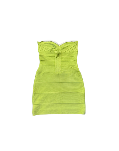 Herve Leger Lime Green Strapless Mini Dress