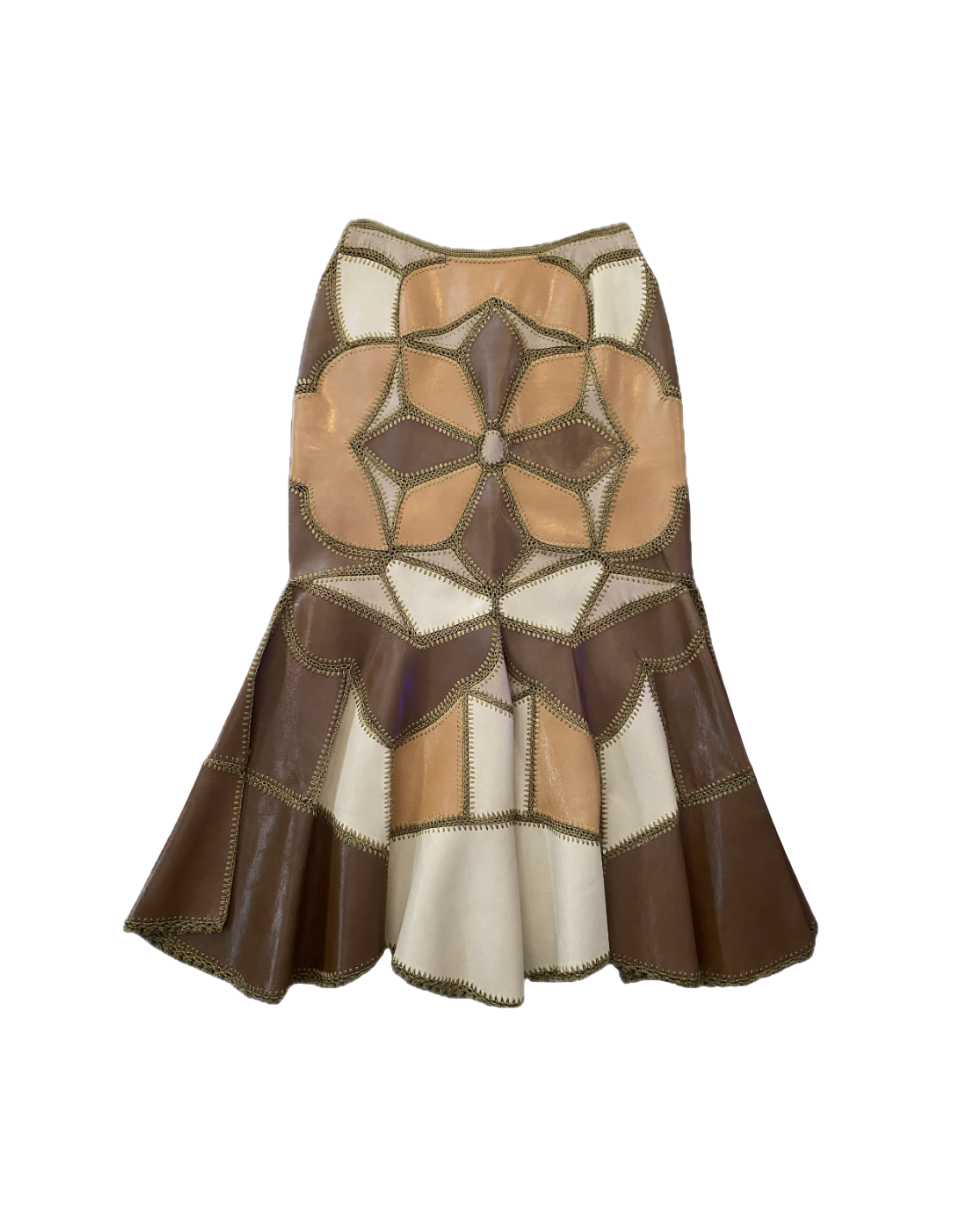 Keita Maruyama Patchwork Leather Mermaid Skirt