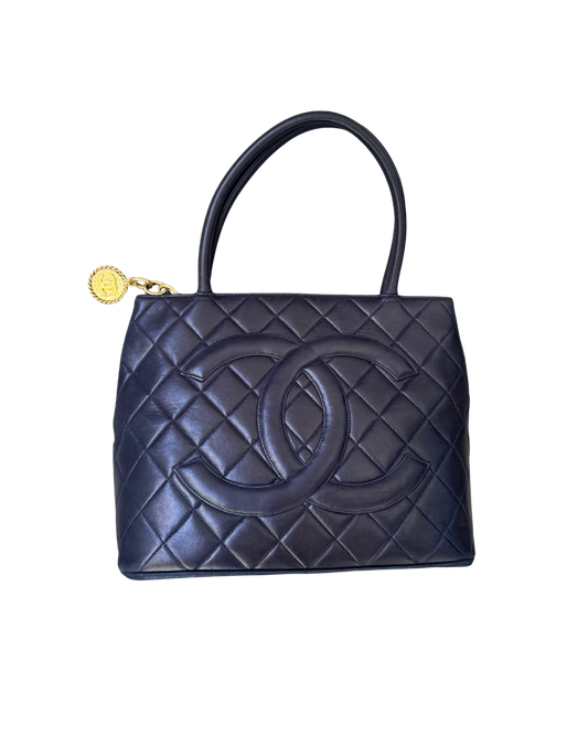 Chanel Quilted Lambskin Leather Medallion Tote Bag