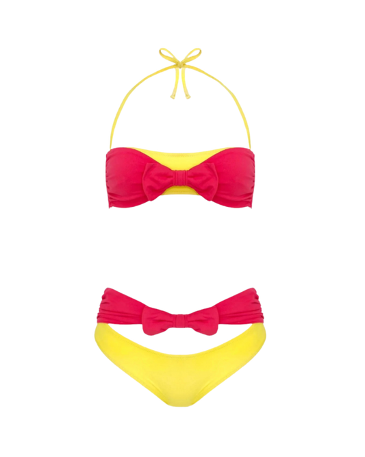 Moschino Mare Yellow & Pink Bow Bikini