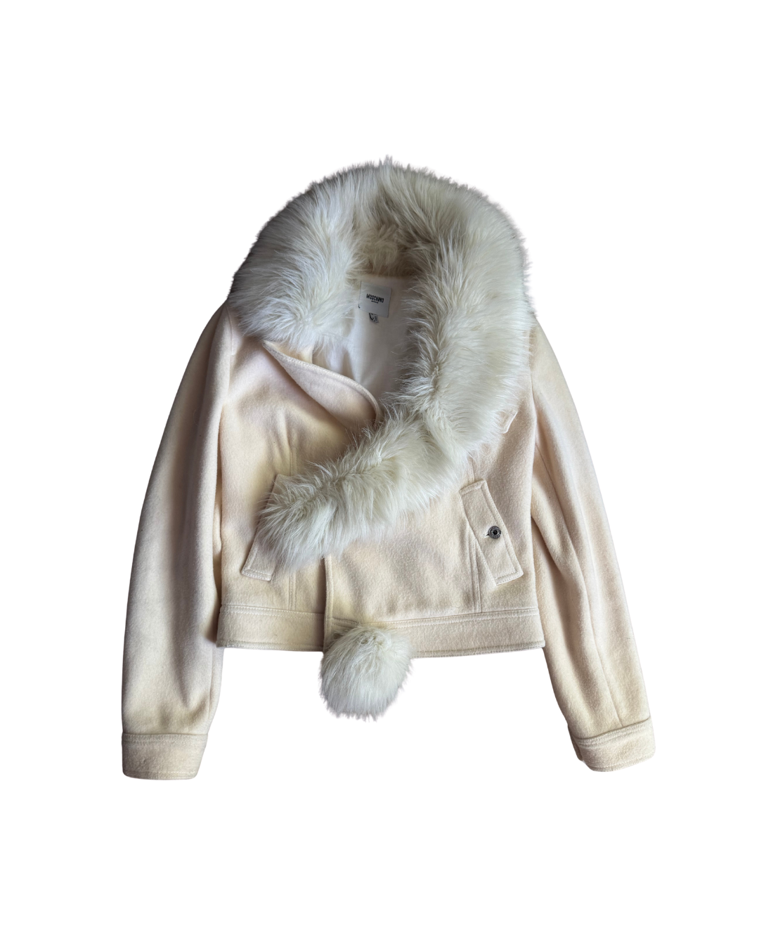 Moschino Jeans Faux Fur Question Mark Coat