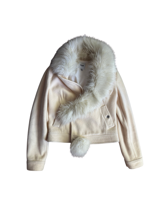 Moschino Jeans Faux Fur Question Mark Coat