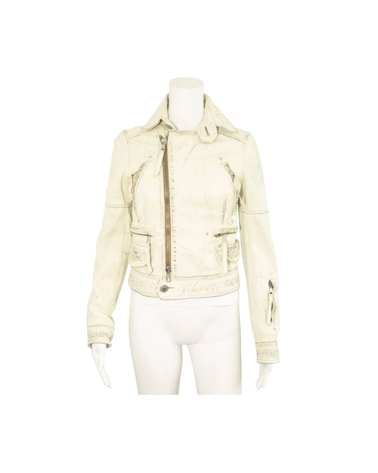 Dsquared² Cream Leather Jacket