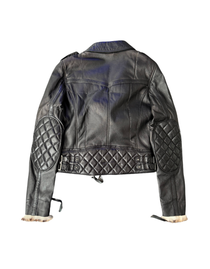 Dolce & Gabbana Leopard Fur Lined Leather Moto Jacket