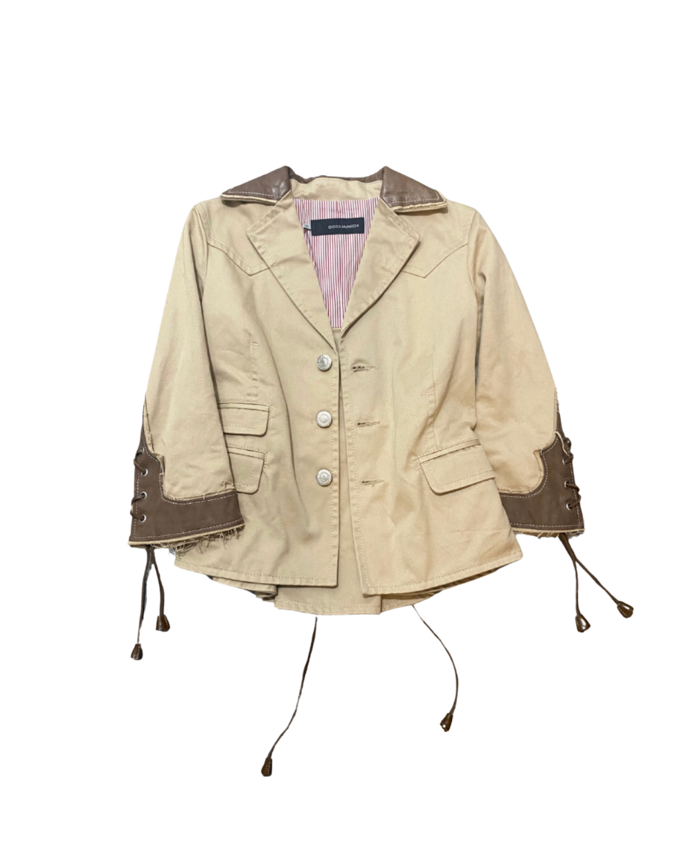 Dsquared² Beige Leather Accent Jacket