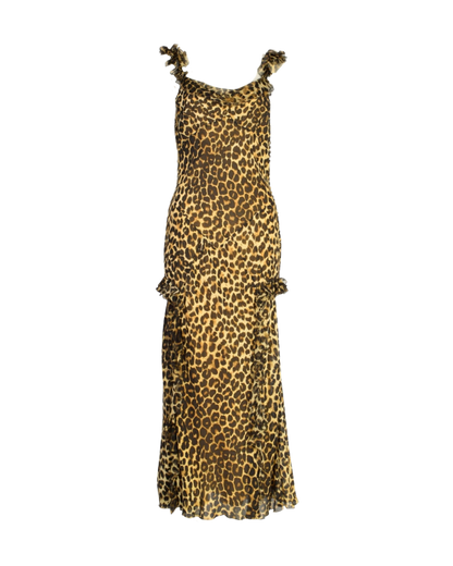 John Galliano Leopard Maxi Ruffle Dress