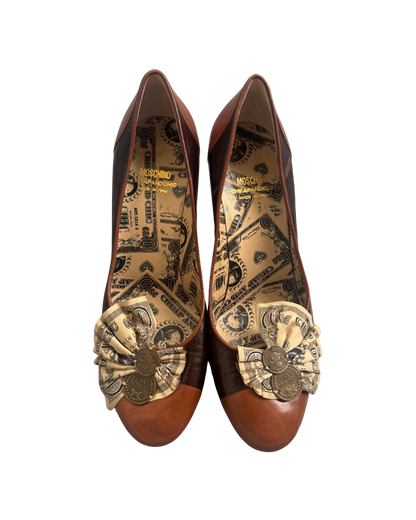 Moschino Cheap & Chic Brown Money Heels