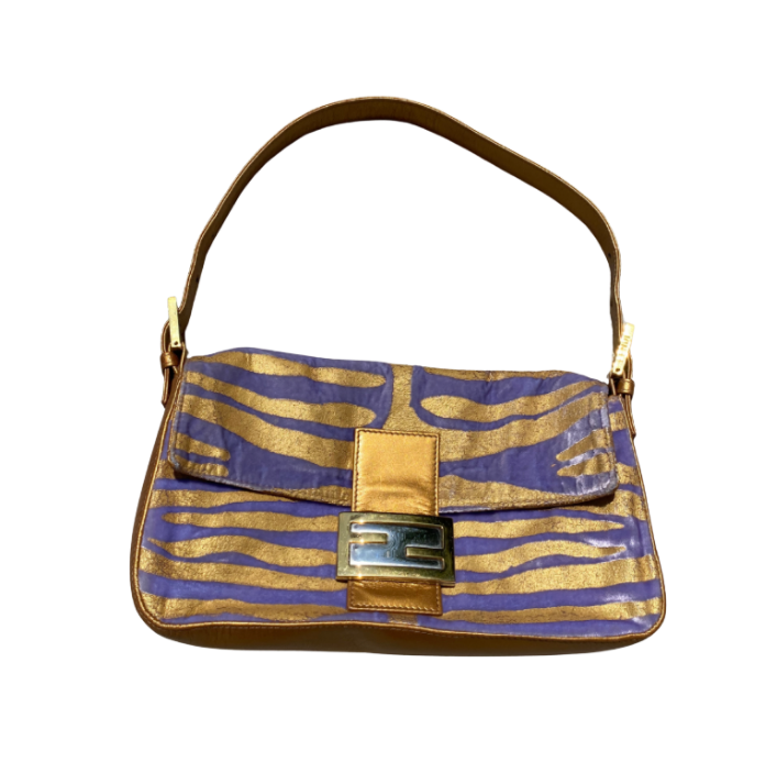 Fendi Gold/Purple/Silver Baguette Bag