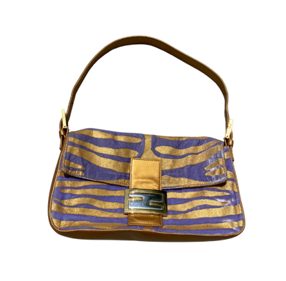 Fendi Gold/Purple/Silver Baguette Bag