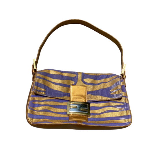 Fendi Gold/Purple/Silver Baguette Bag