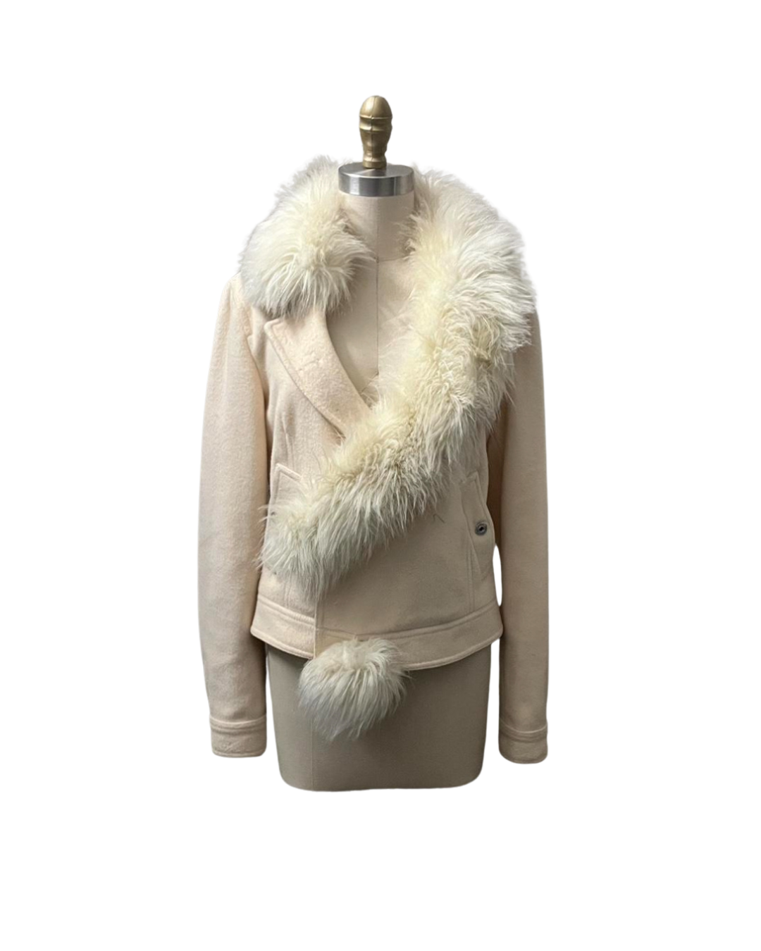 Moschino Jeans Faux Fur Question Mark Coat