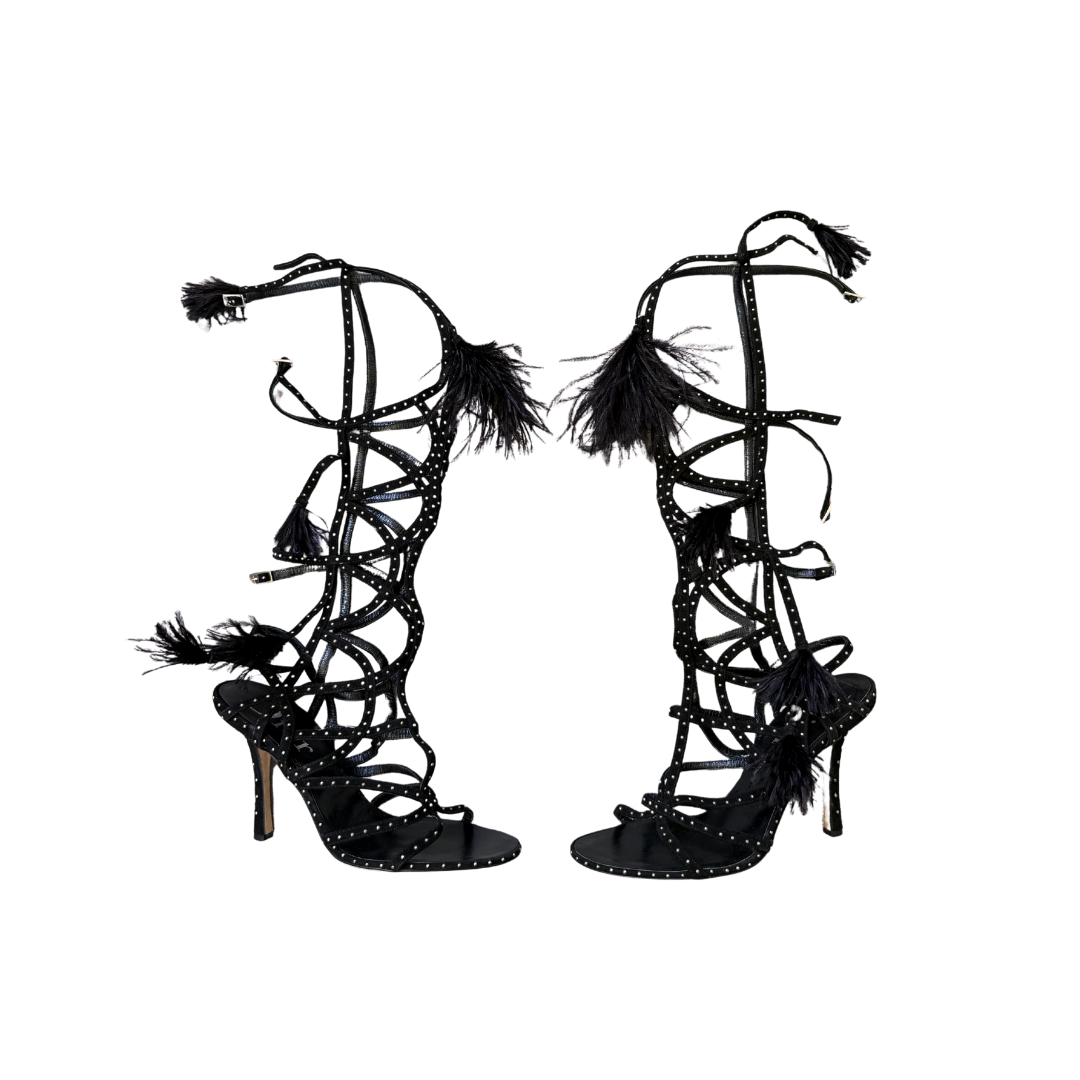 Christian Dior Studded Gladiator Feather Heels