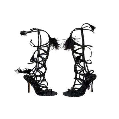 Christian Dior Studded Gladiator Feather Heels