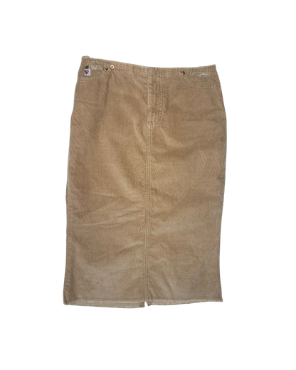 Guess Camel Corduroy Midi Skirt