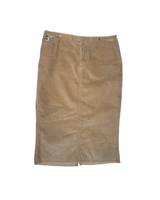 Guess Camel Corduroy Midi Skirt