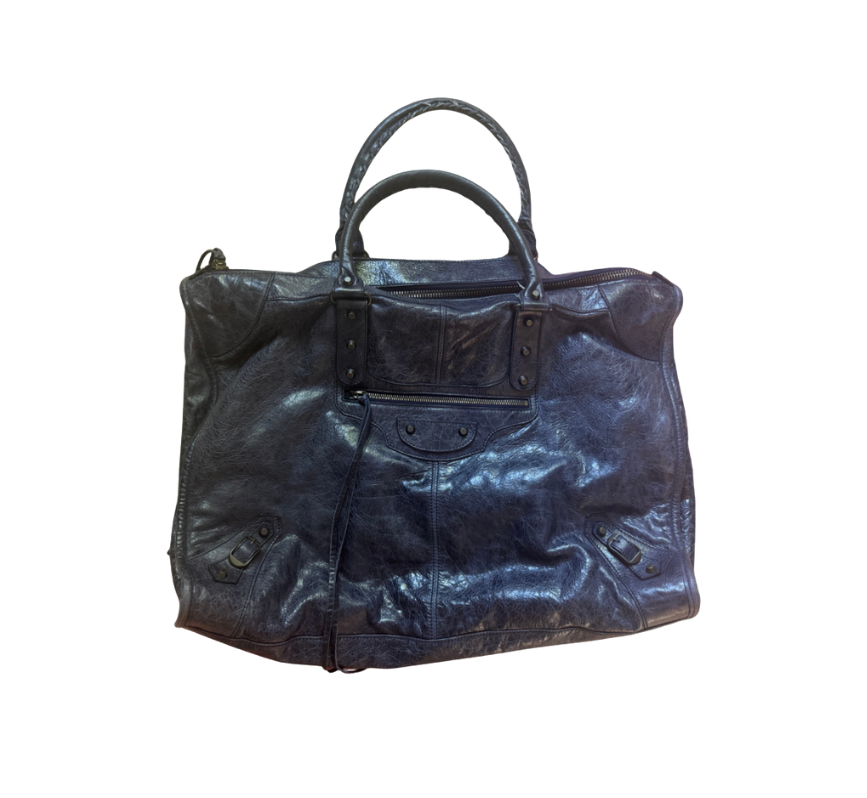 Balenciaga XL Navy Leather City Bag
