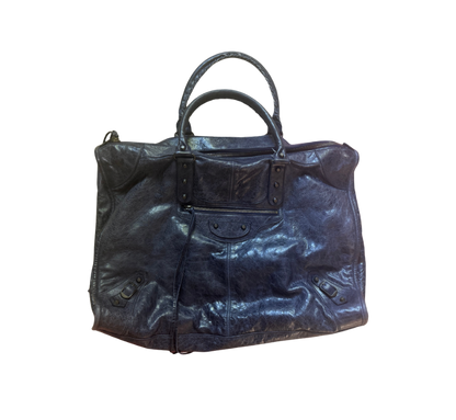 Balenciaga XL Navy Leather City Bag