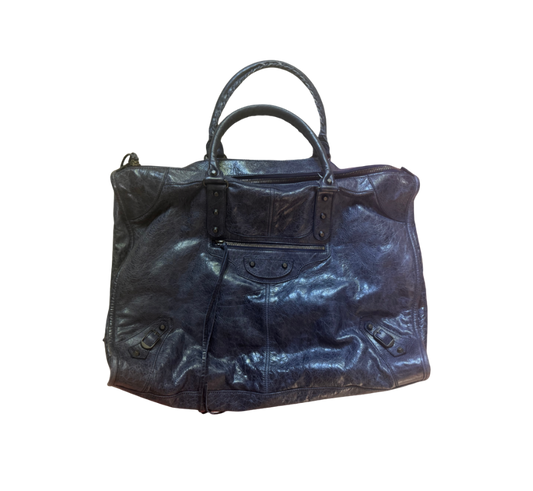 Balenciaga XL Navy Leather City Bag