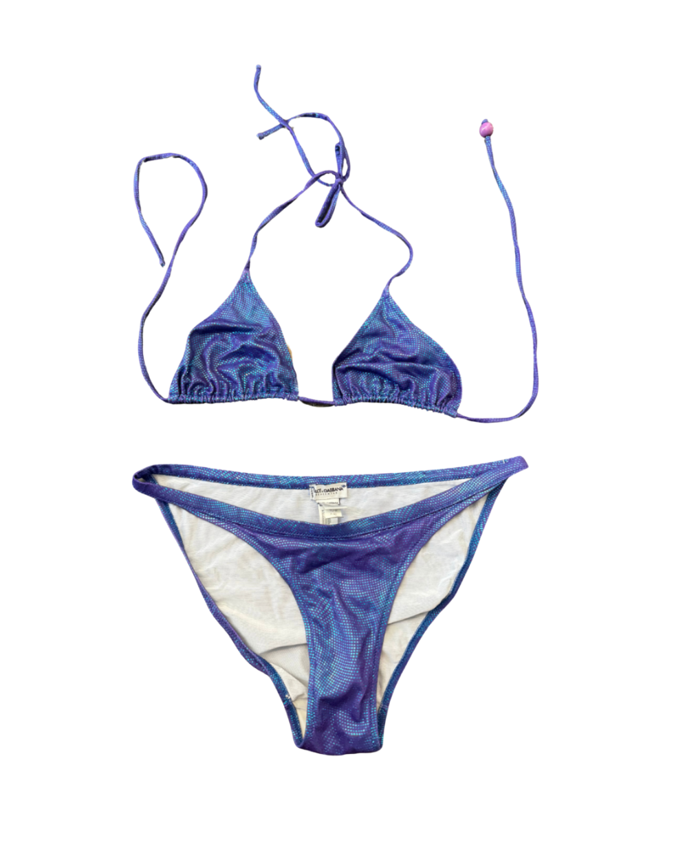 Dolce & Gabbana Blue Iridescent Bikini w/ Matching Shorts