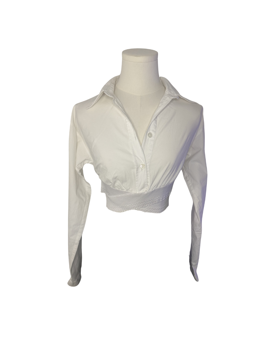 Dolce & Gabbana White Button-Up Elastic Wrap Top