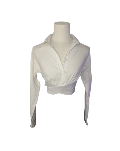Dolce & Gabbana White Button-Up Elastic Wrap Top