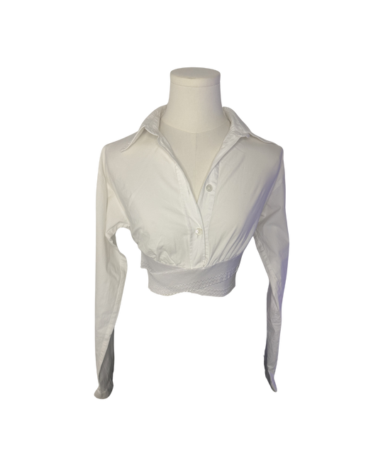 Dolce & Gabbana White Button-Up Elastic Wrap Top