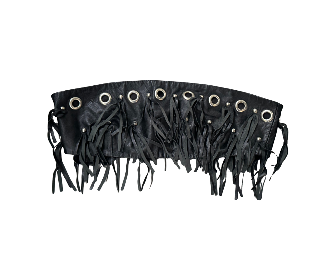 Dolce & Gabbana Leather Grommet Fringe Top