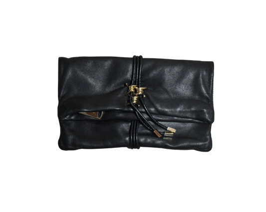 Dsquared² Black Leather Gold Barbed Wire Clutch Bag