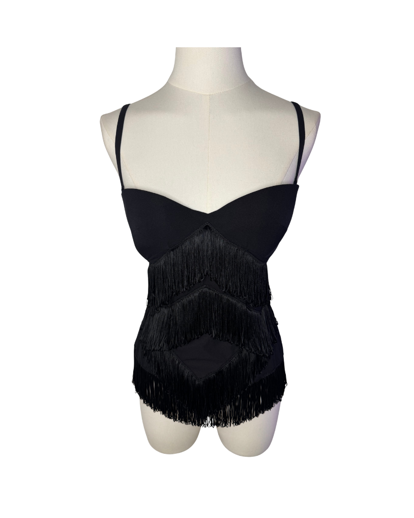 Dolce & Gabbana Black Fringe Corset Top
